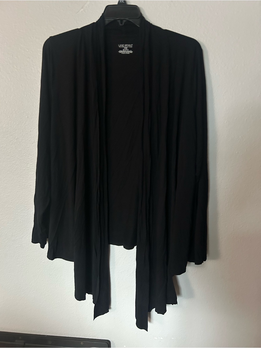 Lane Bryant Black Draped Open-Front Cardigan